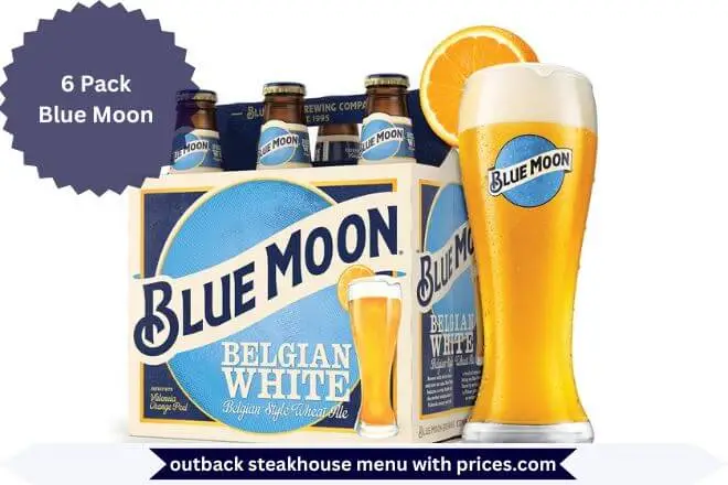 6 Pack Blue Moon  Menu with Prices