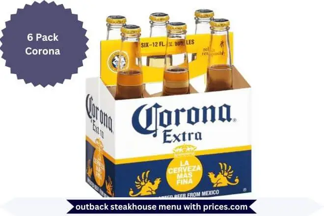 6 Pack Corona  Menu with Prices