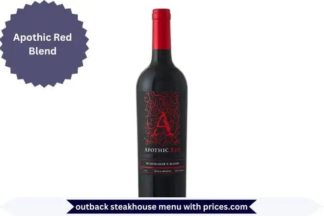 Apothic Red Blend  Menu with Prices