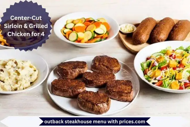 Center-Cut Sirloin & Grilled Chicken for 4 Menu with Prices