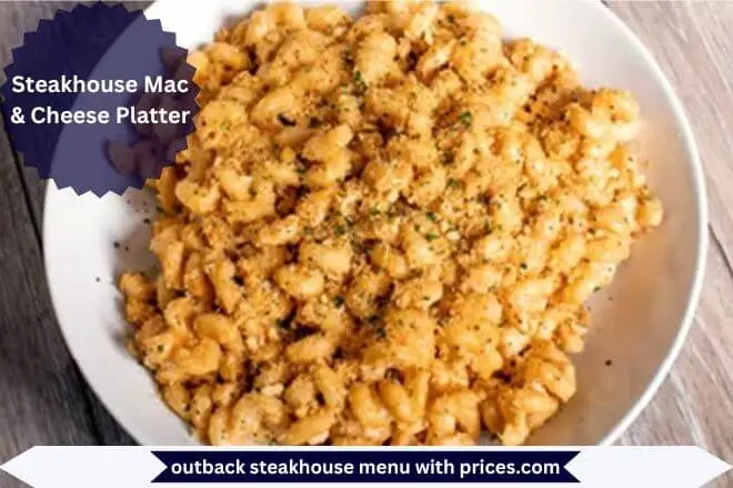 Steakhouse Mac Cheese Platter Menu with Prices